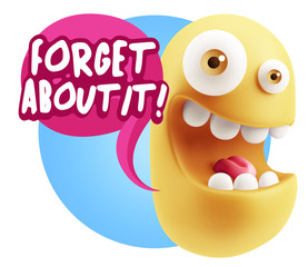 3d Rendering Smile Character Emoticon Expression saying Forget A