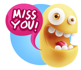 3d Illustration Laughing Character Emoji Expression saying Miss