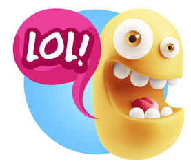 3d Illustration Laughing Character Emoji Expression saying Lol w