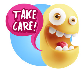 3d Illustration Laughing Character Emoji Expression saying Take