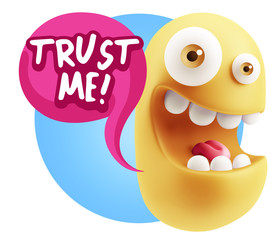 3d Illustration Laughing Character Emoji Expression saying Trust