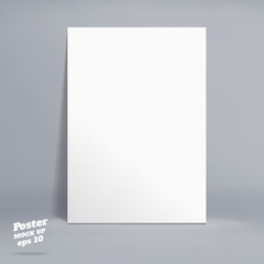 Vector : White paper poster in grey studio room, Template mock u