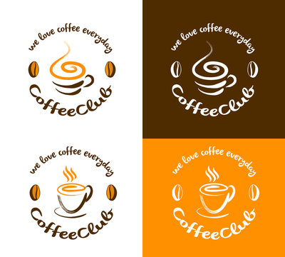 Creative Vector coffee shop logos with coffee beans and vintage label design.