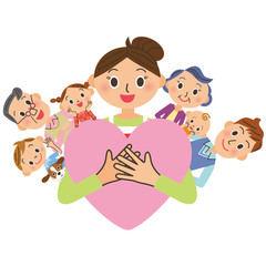 幸せ家族とハート