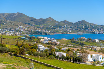 Hermoupolis, Syros. Panoramic view of the capital of Cyclades. - 112696739