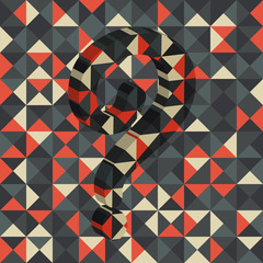 Abstract multicolor square background with question mark 3D