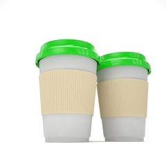 Three paper coffee cups. 3d rendering.