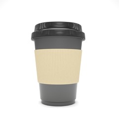 Coffee to go on white. 3d rendering.