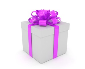 gift box with bows isolated on white. 3d rendering.