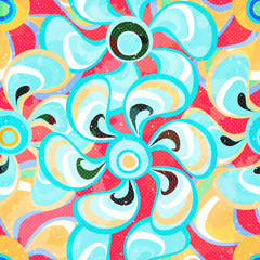 bright delicate flowers on red seamless pattern