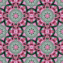 Seamless pattern. Decorative pattern with mandalas in beautiful colors. Vector background