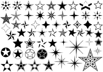 Vector Collection of Star Isolated on White Background - Black Illustration - 112700558