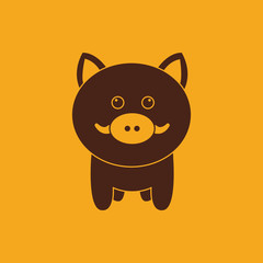 Cute wild pig silhouette