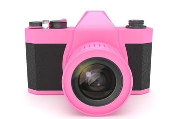 Retro camera isolated on white background. 3d rendering.