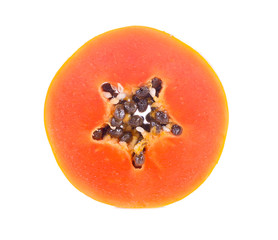 slices of sweet papaya on white background