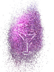Glamorous cocktail of purple glitter