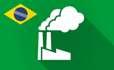 Long shadow Bazil flag with a factory