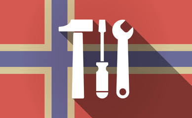 Long shadow Norway flag with a tool set