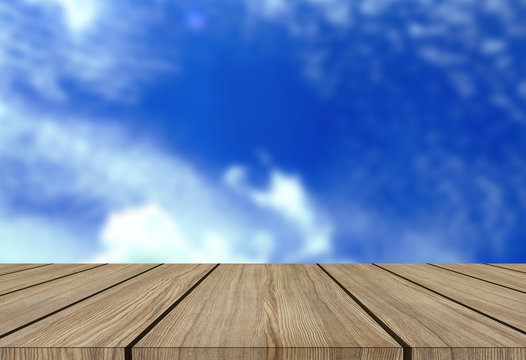 skies on wooden floor background