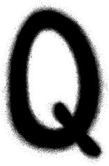 sprayed Q font graffiti in black over white
