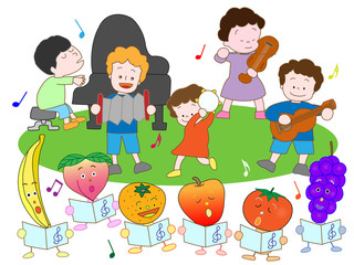 子供と果物のコンサート