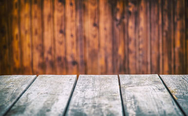 Empty table. Empty wooden table. Empty wooden interior. Empty space for your products and information.