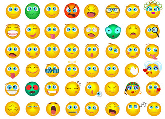 Mega big collection set of Emoji face emotion icons isolated.