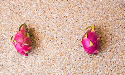 Close-up view of fresh ripe dragon fruits Pitaya. Food concept with copy space.