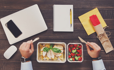 Healthy eating - business lunch top view