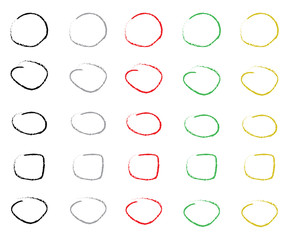 Vector set of Hand Drawn Scribble Circles with different color