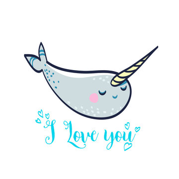 cute vector card with manatee. you can change the label on its
