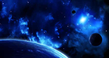 Obraz na płótnie Canvas Space scene with planets and nebula