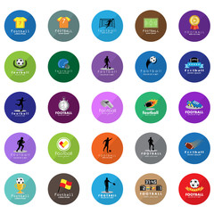 Football Icon Set - Isolated On White Background. Vector Illustration, Graphic Design