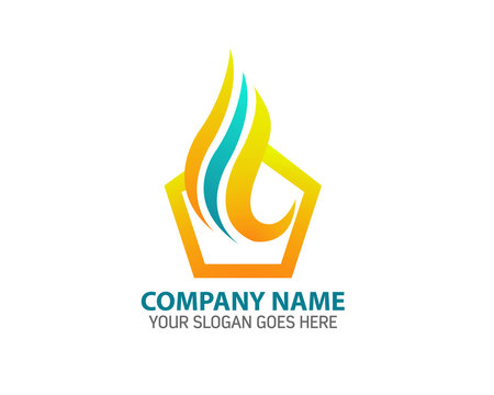 Pentagonal Flame Logo Icon Template