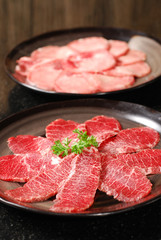 Premium raw japanese kobe beef sliced