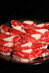 Premium raw japanese kobe beef sliced