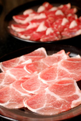 Premium raw japanese kurobuta pork sliced