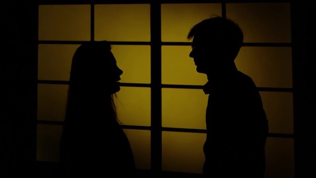 People and domestic violence. Silhouette. Close up