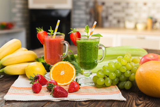 Fresh smoothies in glass