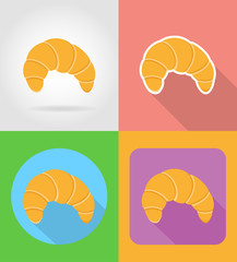 croissant fast food flat icons with the shadow vector illustrati