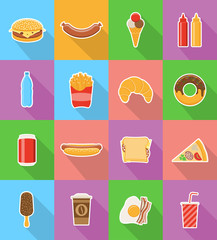 Fototapeta na wymiar fast food flat icons with the shadow vector illustration