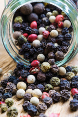 Black pepper in glass pot