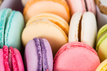 macro multicolored french macaroon Extreme shallow dof