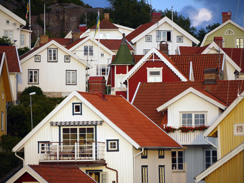 Holzhäuser an der schwedischen Westküste