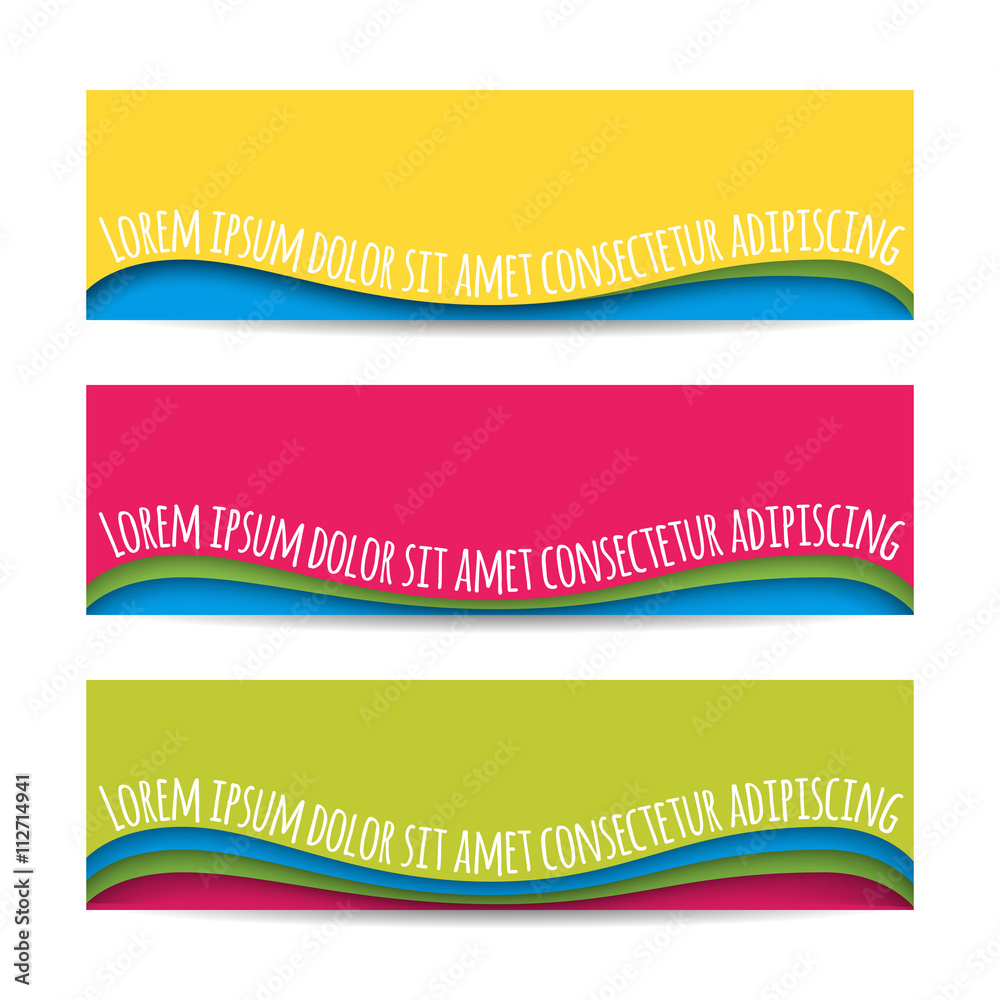 Wall mural material design banners. set of modern colorful horizontal vector banners, page headers. can be used