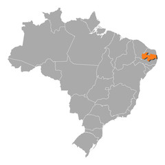 Map - Brazil, Paraíba