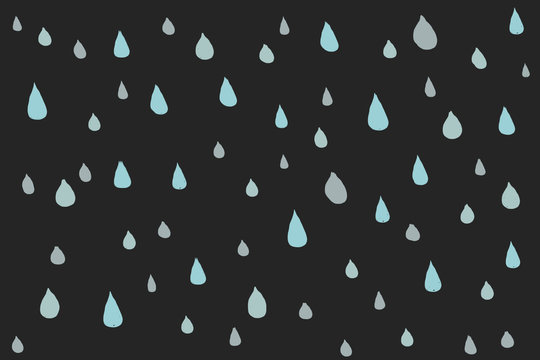 Hand Drawn Rain Drops On Dark Grey Background