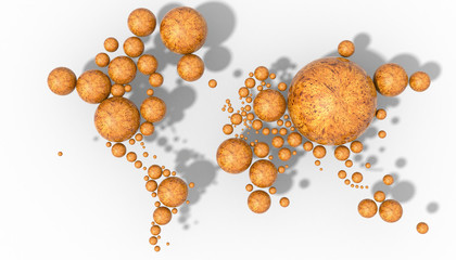 Mappa 3D Terra con forme geometriche e materiali diversi