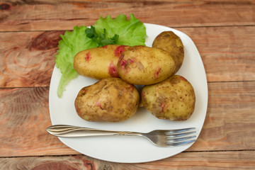 potatoes and salad in a plate