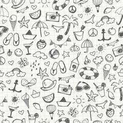 Summer Doodles seamless pattern. Vector illustration
